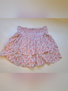 Hollister Ultra High Rise Floral Ruffled Smocked Mini Skirt Large